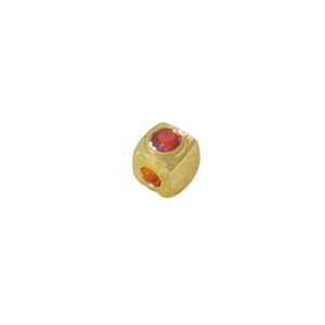 Colgante de cubo chapado en oro 18k con piedra roja para creación de joyas DIY