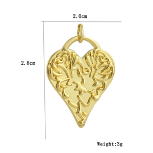 Detail view of heart pendant with embossed vine texture and 2.0x2.8cm size markings