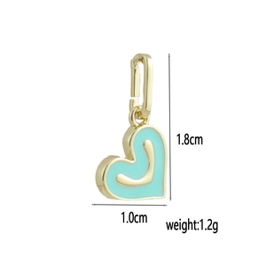 Detail of 18k gold plated heart pendant with blue enamel and dimensions 1.8cm x 1.0cm