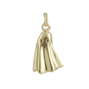 Polished 18k gold plated ghost charm pendant with hollow eyes for DIY necklace