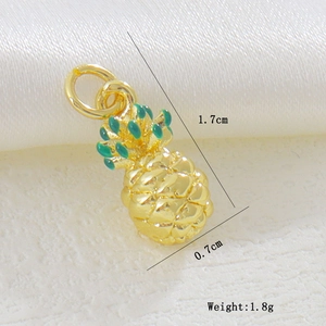 Macro view of pineapple charm with dimensions 1.7cm by 0.7cm for DIY jewelry making