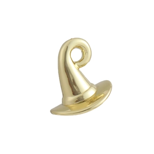 Detailed view of polished 18k gold-plated wizard hat pendant with mirror finish and bail