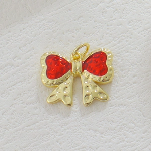 Luxury 18k gold plated butterfly charm with red heart inlay for DIY jewelry design