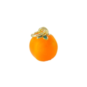 Mini orange fruit pendant with green leaves in 18k gold plating for DIY jewelry making