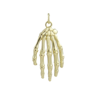 18k gold plated skeleton hand pendant with intricate bone details for DIY jewelry