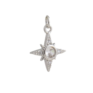 Sparkling 18k gold plated bone-shaped star pendant with zircon for DIY jewelry making