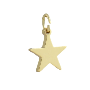 Dettaglio di un ciondolo a forma di stella dorata con un anello di collegamento