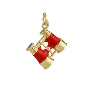 Creative red and gold binoculars pendant charm for personalized DIY jewelry making
