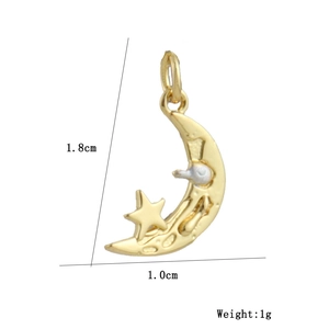 Detailed size view of a 1.8cm gold moon and star pendant for DIY jewelry design