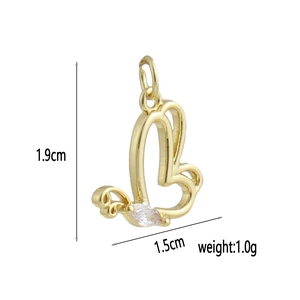 Detail of 18k gold plated double heart pendant with marquise zircon and size dimensions