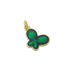 Elegant 18k gold plated emerald green butterfly pendant for DIY jewelry making