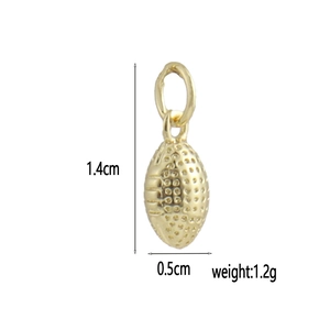 Detailed view of 18k gold plated bone pendant showing 1.4cm height and 0.5cm width