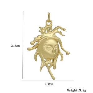 Detailed view of Medusa head pendant with dimensions 3.3cm by 2.2cm and 3.2g weight