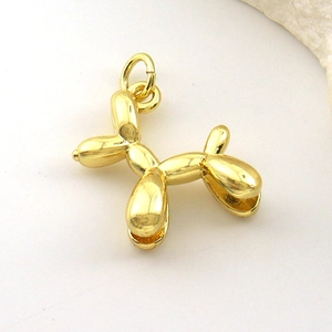 Gepolijste 18k vergulde ballonhond hanger met hoogglans metalen afwerking voor DIY-sieraden