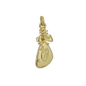Detail of a 18k gold butterfly bow money bag pendant for custom necklaces or bracelets