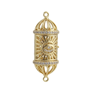 Elegant 18k gold plated evil eye charm with white zircon accents for DIY jewelry making