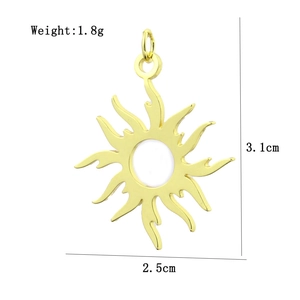 Spécifications de taille du pendentif soleil plaqué or 18k avec dimensions et poids