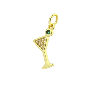 Vue détaillée du pendentif verre à cocktail plaqué or 18 carats avec pierres brillantes