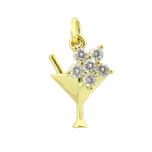 Détail d'un pendentif fer à cheval doré 18k avec fleur en zircon pour bijoux DIY
