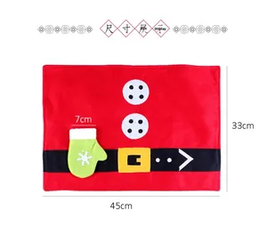 Christmas table mat featuring Santa suit design with 45cm length and glove pocket detail