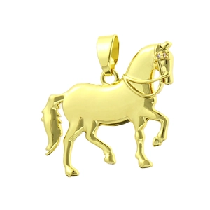 Pendentif cheval galopant plaqué or 18k avec zircons pour la création de bijoux DIY