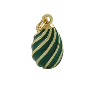 Groene emaille Russische ei-hanger met goudkleurig spiraalpatroon voor DIY-sieraden