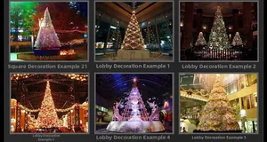 Multiple LED Christmas tree installations for large public squares and lobby decorations