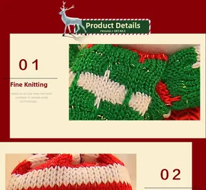 Detailansicht der feinen Strickstruktur mit Goldfäden und festlichen Weihnachtsmustern