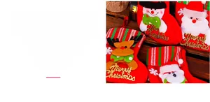 Detail view of 3D Santa, Snowman, Reindeer and Bear plush Christmas stockings with hangers