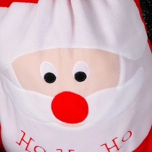 Sacchetto regalo di Natale in velluto con ricamo di Babbo Natale e scritta Ho Ho Ho
