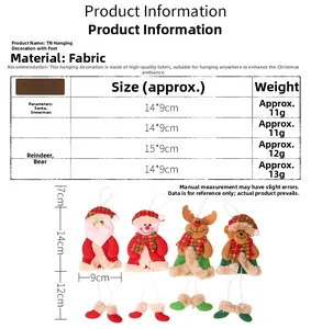 Guida alle taglie dettagliata per decorazioni natalizie in tessuto con Babbo Natale e renna
