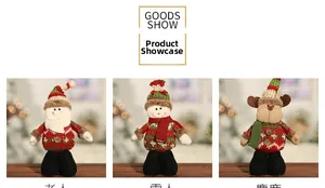 Detailed view of knitted Santa, Snowman, and Reindeer dolls for Christmas home decor