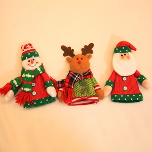 Dreiteiliges Strick-Set für Weihnachtsflaschen mit Weihnachtsmann, Rentier und Schneemann