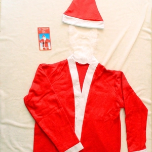 5-piece Santa Claus costume set with red hat, beard, and jacket for Christmas parties