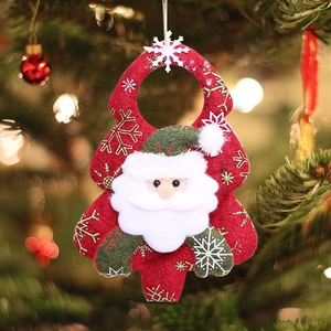 3D Santa Claus felt hanging ornament with snowflakes on a festive Christmas tree