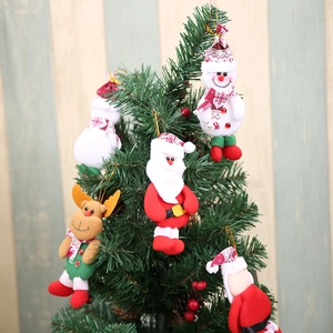 Plush Santa Claus and reindeer Christmas tree hanging ornaments set for holiday decor
