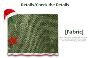 Macro view of green Christmas stocking fabric with soft brushed feel and snowflake print