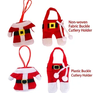 Christmas Santa suit cutlery holder set with jacket and pants shapes for table decor