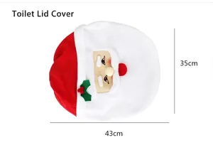 Housse de siège de toilette Père Noël 43x35cm en tissu doux rouge et blanc décor