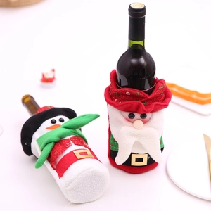 Housses de bouteille de vin Père Noël et bonhomme de neige en polaire pour déco de Noël