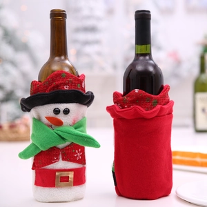 Housse de bouteille de vin bonhomme de neige et sac cadeau rouge pour décoration de Noël