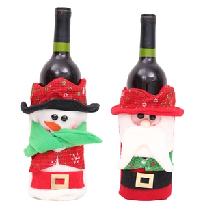Housses de bouteille de vin de Noël avec motifs Père Noël et Bonhomme de neige pour fêtes