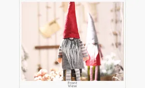 Front view of Christmas gnome wine bottle covers with long beards and cozy knitted hats