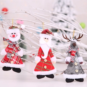 Handmade Christmas plush ornaments with Santa, Snowman and Reindeer on golden strings