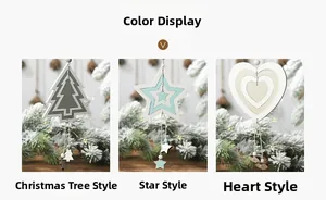 Detailed comparison of hollow wooden Christmas tree, star and heart hanging ornaments