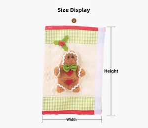 Size display of Christmas gingerbread handle covers with red and green plaid patterns