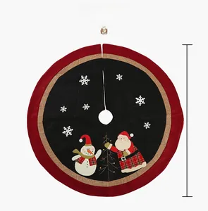 Detailed size display of a 120cm Christmas tree skirt with Santa Claus and Snowman patterns