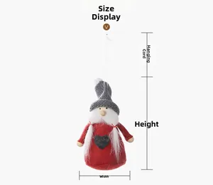 Detailed size chart showing height and width of a Christmas gnome hanging ornament