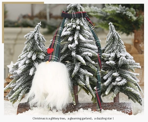 Détail d'un gnome de Noël avec chapeau à carreaux verts et barbe blanche