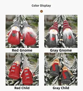 Detail of Christmas gnomes and doll pendants for festive tree decoration set